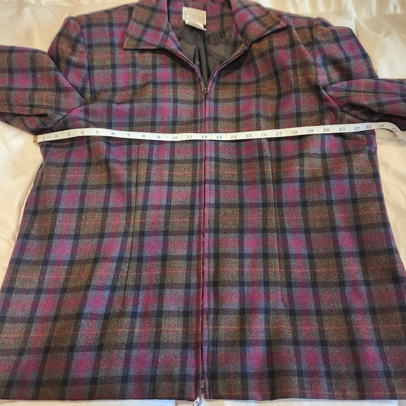 Vintage Wool Blend Plaid Jacket Women’s Size 18 Zip Front Classic Fall Coat - Picture 7 of 9